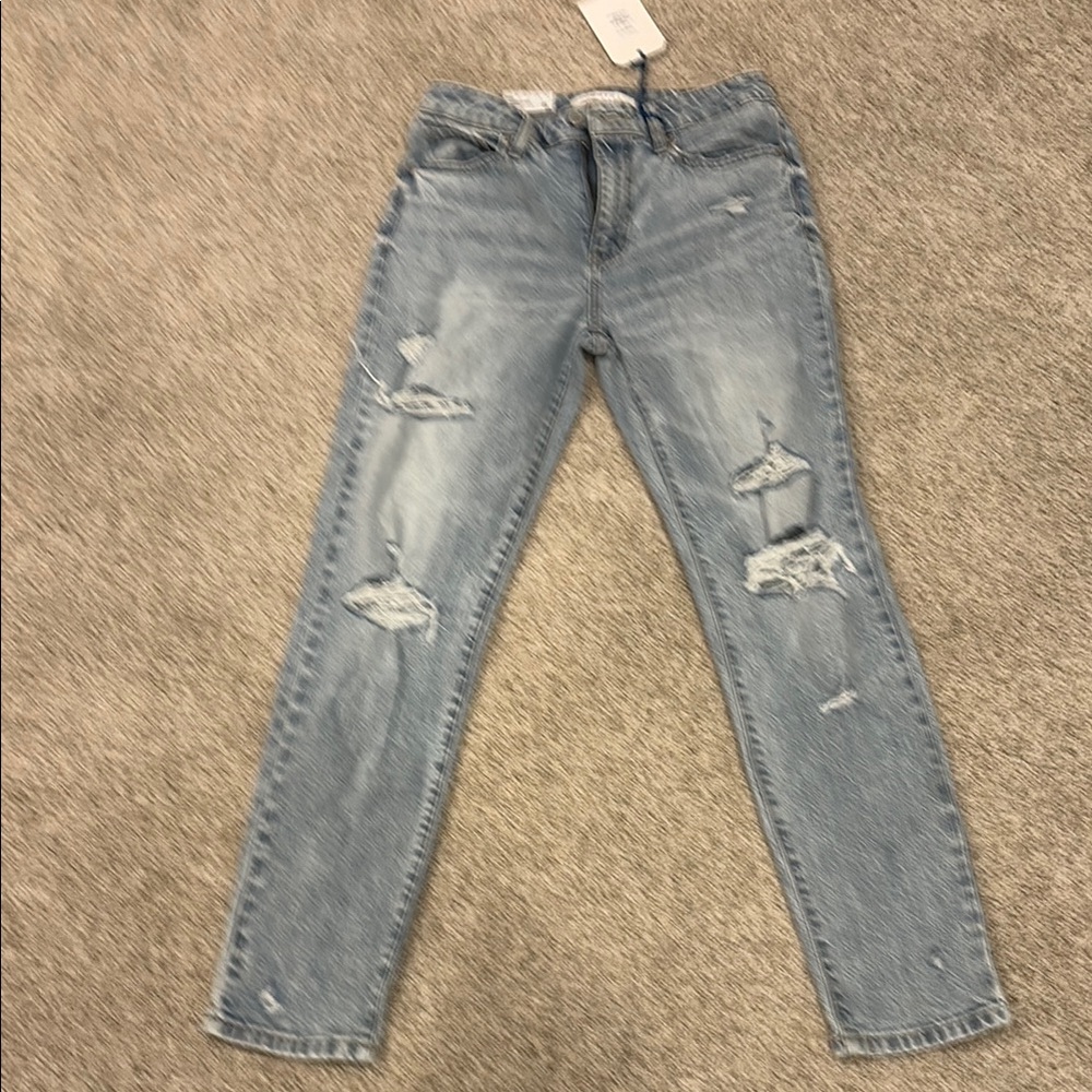 Eunina Light Blue Distressed Straight Leg Jeans